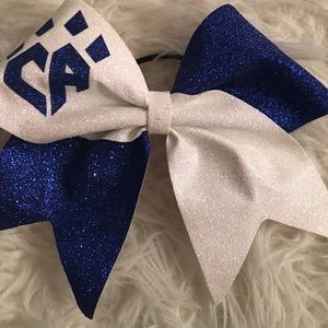 Cheer Athletics blue and white bow
