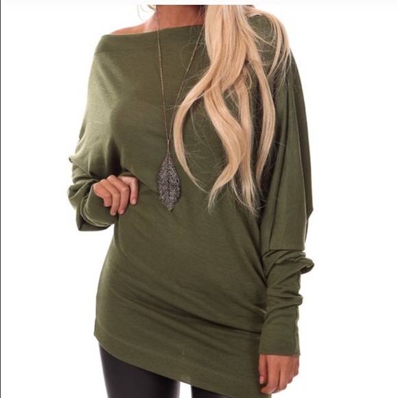 Off shoulder dolman knit top