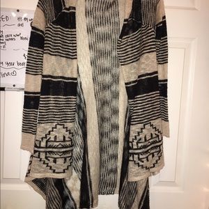 Women's printed tan & black cardigan