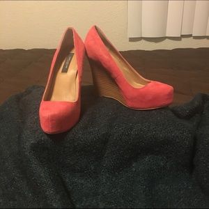 Ann Taylor Red Suede Wedges