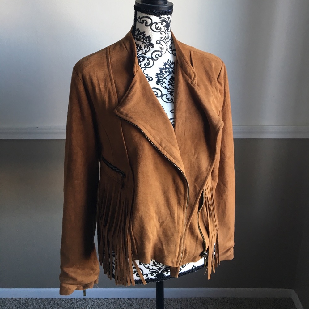 Faux Suede Fringe Jacket