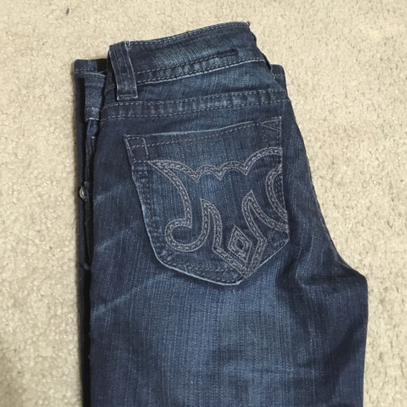MEK slim boot, dark wash denim
