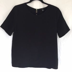 Classic Black Short Sleeve Blouse with back zipper