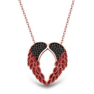 925 Silver Black and Red Angel's Wing Necklace