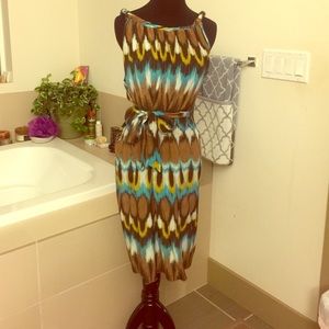 Self belt silk dress