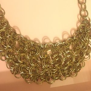 Gold link bib necklace