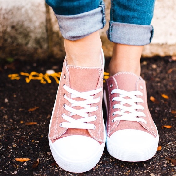 Mauve Rubber Cap Toe Lace Up Sneaker - Picture 2 of 8