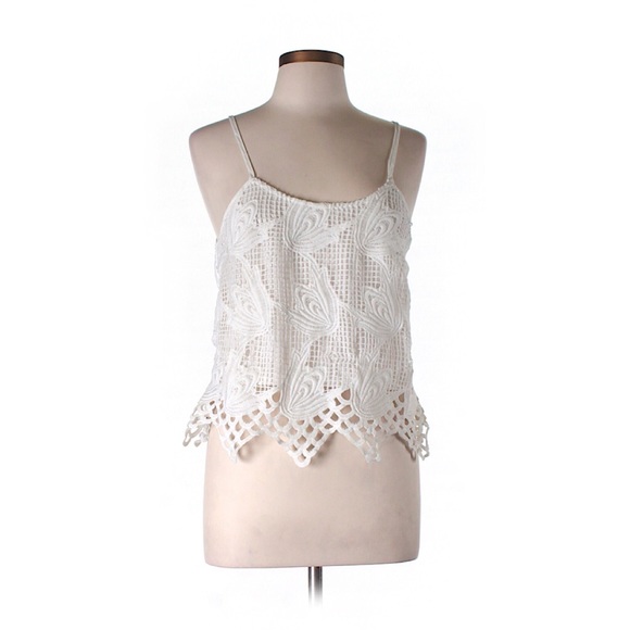 White ivory lace tank top size 10 scoop neck NWT