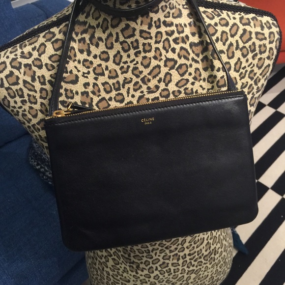 Celine trio shoulder bag in lambskin leather.