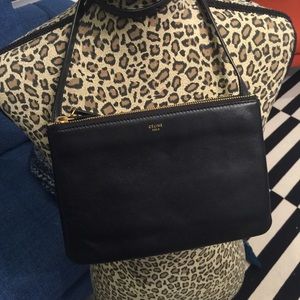 Celine trio shoulder bag in lambskin leather.