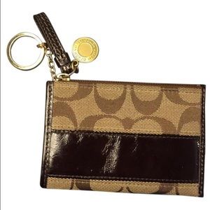 Signature Coach Mini Keychain Wristlet-Brown
