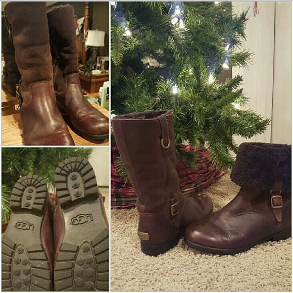 Brown leather UGGS