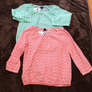 2 gap patterned blouses sheer