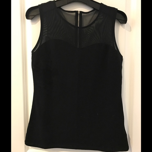 Sexy sheer yoke sleeveless top