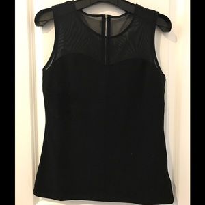 Sexy sheer yoke sleeveless top