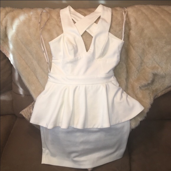 ASOS Ivory Peplum Dress