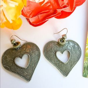 Pewter Color Valentine Heart Earrings