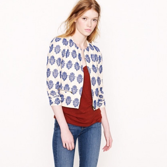 J.Crew Cropped Embroidered Jacket Sz 2