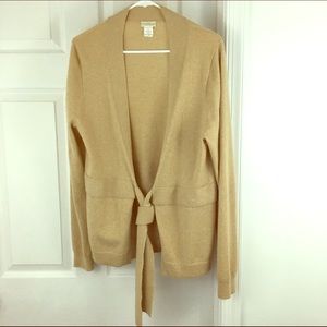 Sold -JCrew Cashmere Camel Belted Cardigan XL