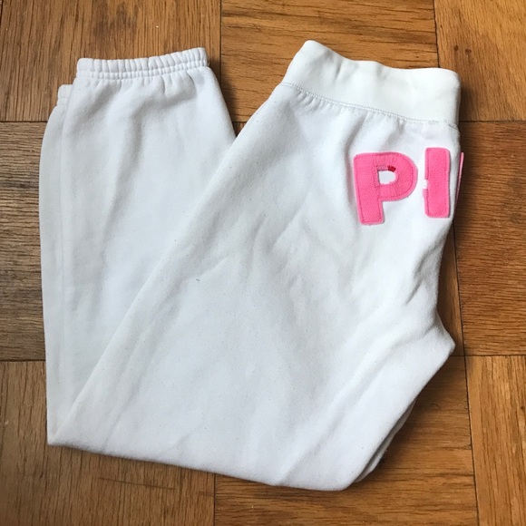 White PINK sweatpants joggers
