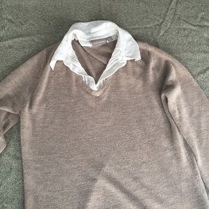 Croft and barrow tan and white sweater