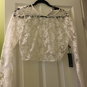 White lace long sleeve see through shirt BRAND NEW