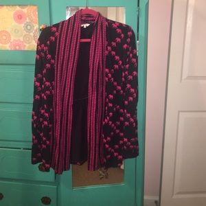 Pink and navy elephant cardigan