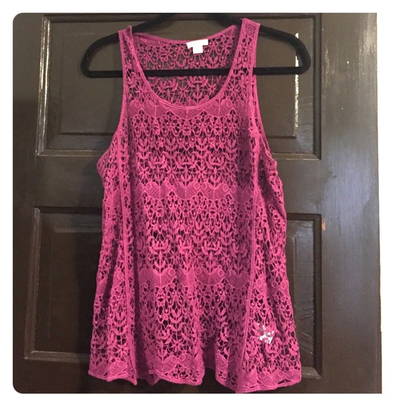 Lace knot tank top, size large