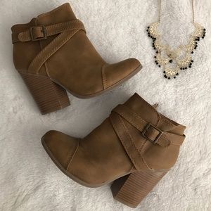 Lauren Conrad Tan Heeled Booties