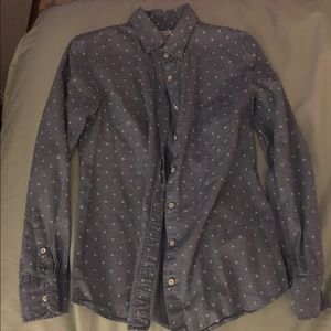 Polka dot denim shirt