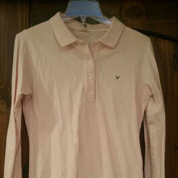 American Eagle Outfitters Pink long sleeve polo