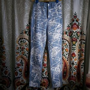 High waist paint splatter jeans