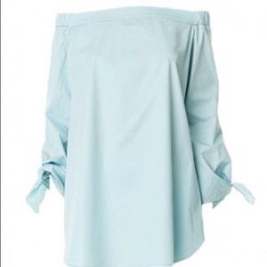 TIBI Tunic Tie Sleeve Blouse Blue