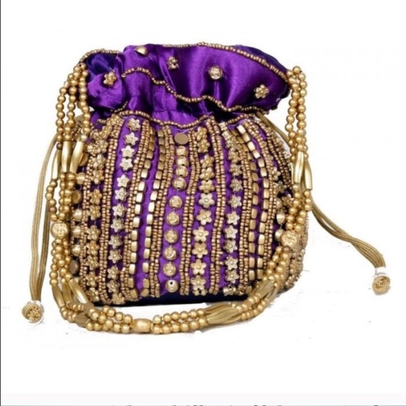 Handbags - Purple and gold party bag