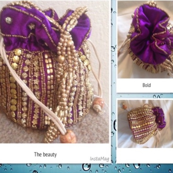 Purple and gold party bag - Picture 2 of 3
