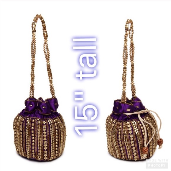 Purple and gold party bag - Picture 3 of 3