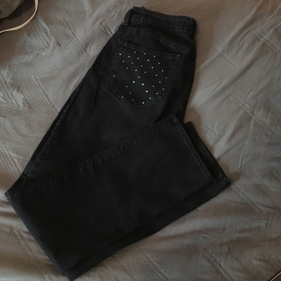 Black rhinestoned pocket not your daughters jeans - Picture 1 of 4