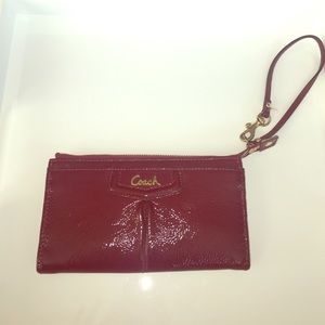 Coach patent Red wristlet.