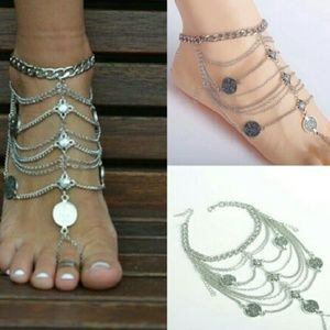 BOHO layered coin slave anklet