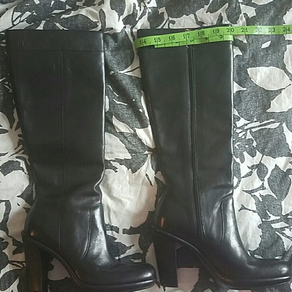 Tommy Hilfiger Tall Black Leather Boots 5.5