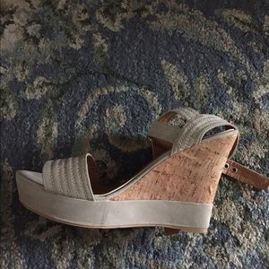 Nude platform wedges with straps