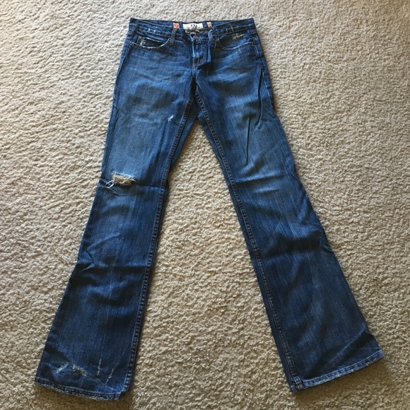 Juicy Couture distressed boot cut jeans