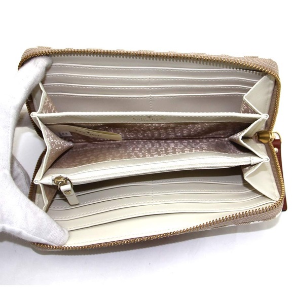 wallet purse spade White x red / pink canvas ☆ - Picture 3 of 4