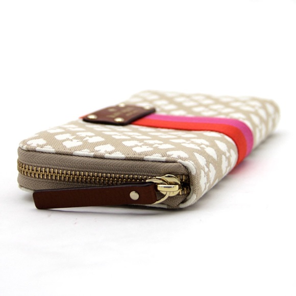 wallet purse spade White x red / pink canvas ☆ - Picture 4 of 4