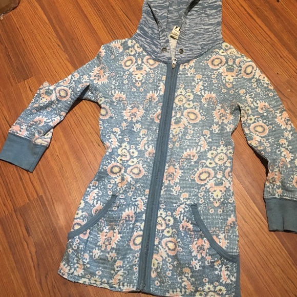 Free People light thermal floral zip s