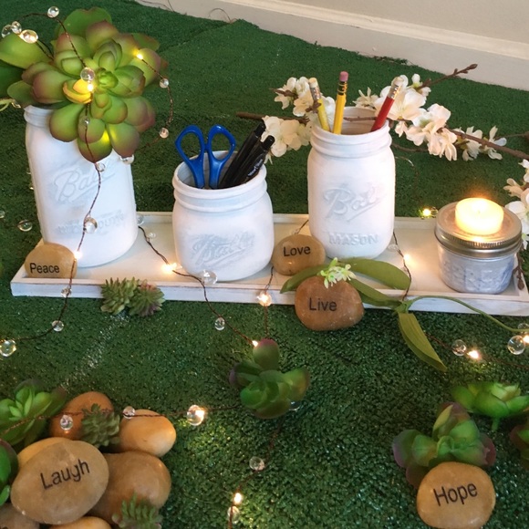 Rustic distressed painted Mason jar sets - Picture 6 of 8