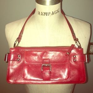 Kenneth Cole red leather clutch with strap
