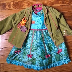 Oilily quilted princess dress and velvet jacket.