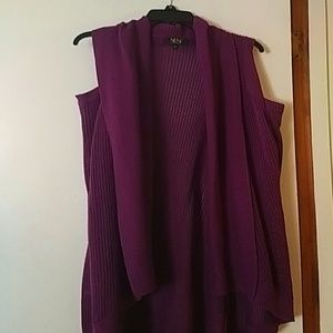 Purple cold shoulder sweater
