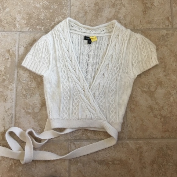 Bebe cream soft wrap sweater top